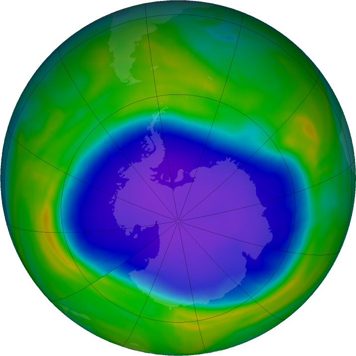 Antarctic ozone map for 28 October 2020